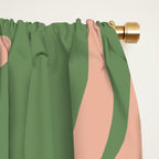 Retro Liquid Swirl Contemporary Abstract Pattern 2 in Blush Pink and Vintage Green Window Curtain Gallery Image 2