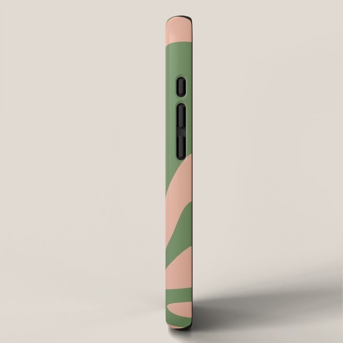 Retro Liquid Swirl Contemporary Abstract Pattern 2 in Blush Pink and Vintage Green iPhone Case Gallery Image 2