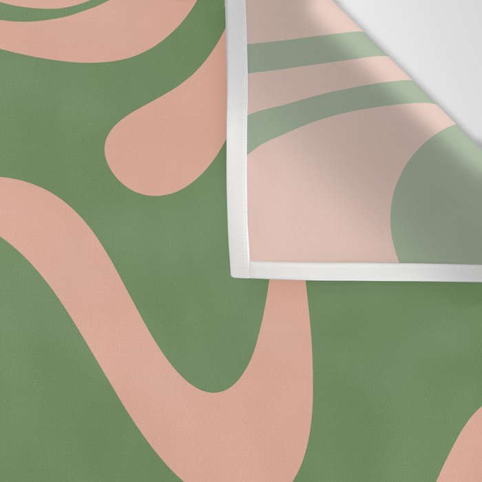 Retro Liquid Swirl Contemporary Abstract Pattern 2 in Blush Pink and Vintage Green Wall Tapestry Gallery Image 3