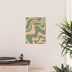 Retro Liquid Swirl Contemporary Abstract Pattern 2 in Blush Pink and Vintage Green Poster Gallery Image 2
