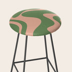 Retro Liquid Swirl Contemporary Abstract Pattern 2 in Blush Pink and Vintage Green Stool Gallery Image 2