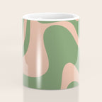 Retro Liquid Swirl Contemporary Abstract Pattern 2 in Blush Pink and Vintage Green Coffee Mug Gallery Image 4