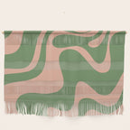 Retro Liquid Swirl Contemporary Abstract Pattern 2 in Blush Pink and Vintage Green Wall Hanging Gallery Image 1