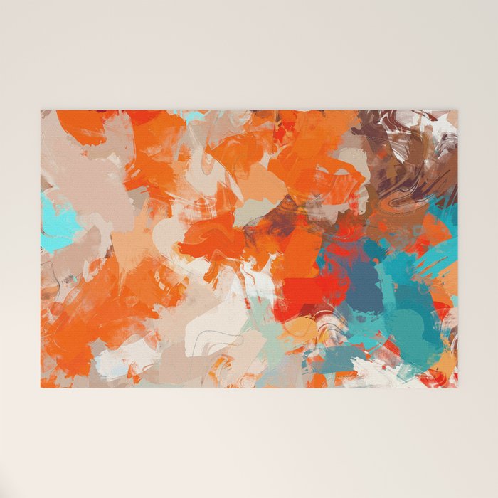 Pleasure, Abstract Painting Summer, Positivity Modern Bohemian Pop of Color Bright Good Vibes Welcome Mat Gallery Image 1