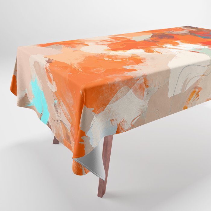 Pleasure, Abstract Painting Summer, Positivity Modern Bohemian Pop of Color Bright Good Vibes Tablecloth Gallery Image 1