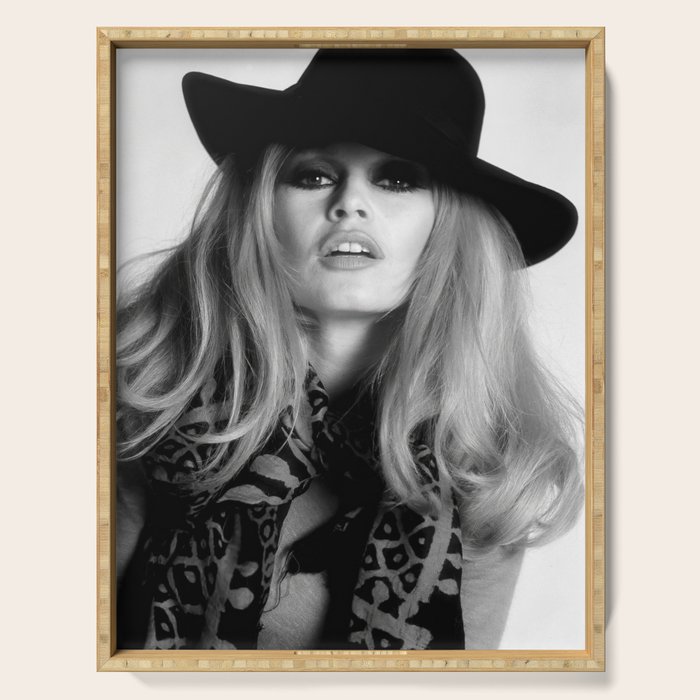 Brigitte Bardot Wearing Black Hat, Retro Fashion Art Serving Tray Gallery Image 1