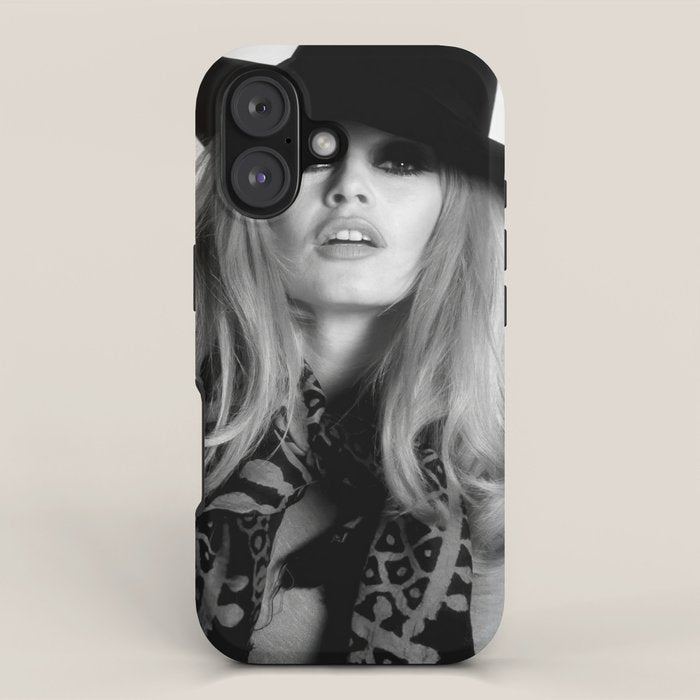 Brigitte Bardot Wearing Black Hat, Retro Fashion Art iPhone Case Gallery Image 1