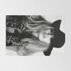 Brigitte Bardot Wearing Black Hat, Retro Fashion Art Rug Gallery Image 2