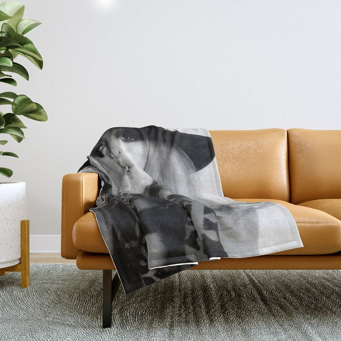 Brigitte Bardot Wearing Black Hat, Retro Fashion Art Throw Blanket Gallery Image 1