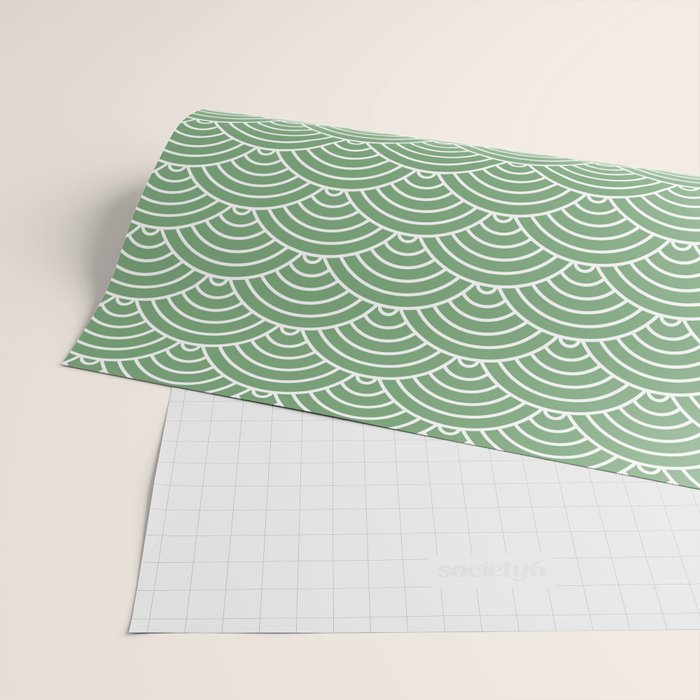Japanese Waves Pattern Green Wrapping Paper Gallery Image 2
