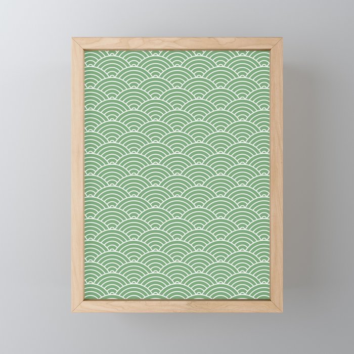 Japanese Waves Pattern Green Mini Art Print Gallery Image 1