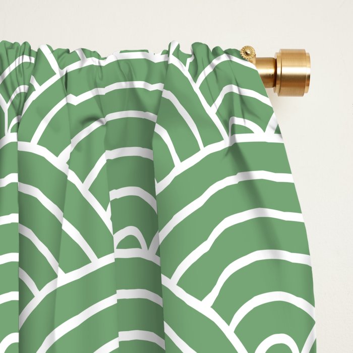 Japanese Waves Pattern Green Window Curtain Gallery Image 2