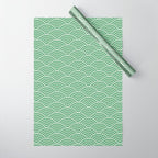 Japanese Waves Pattern Green Wrapping Paper Gallery Image 1