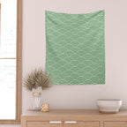 Japanese Waves Pattern Green Wall Tapestry Gallery Image 2