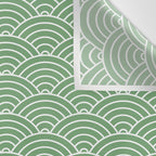 Japanese Waves Pattern Green Wall Tapestry Gallery Image 3