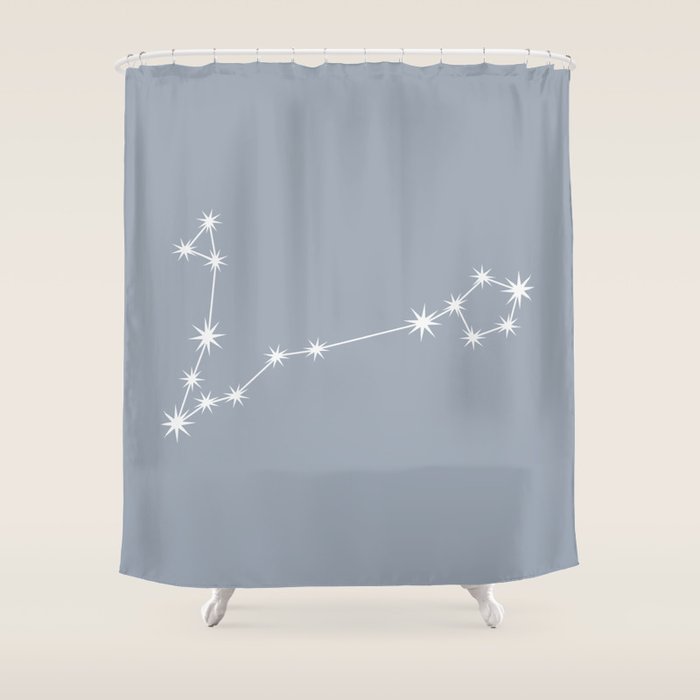 Pisces Zodiac Star Constellation Line Art Blue Grey Shower Curtain Gallery Image 1
