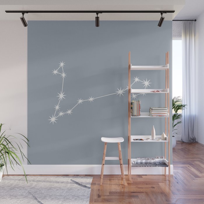 Pisces Zodiac Star Constellation Line Art Blue Grey Wall Mural Gallery Image 1