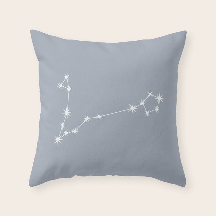Pisces Zodiac Star Constellation Line Art Blue Grey Throw Pillow Gallery Image 6