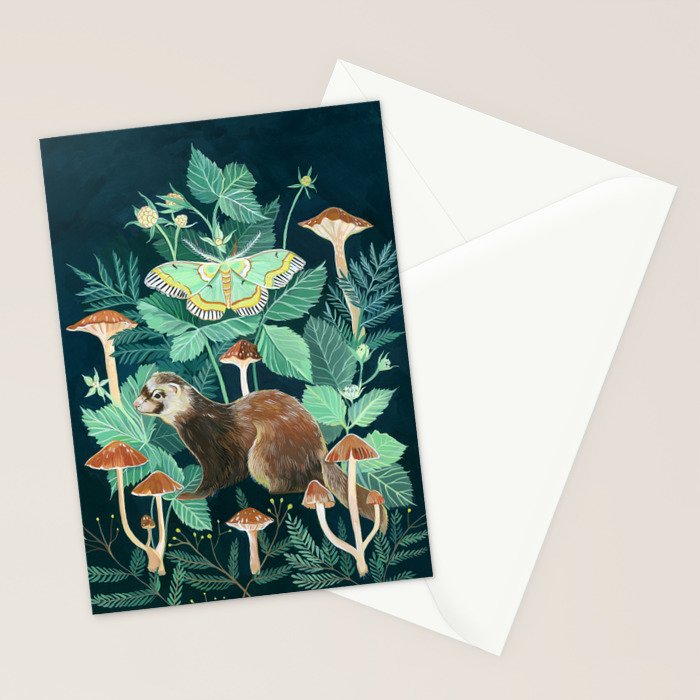 Ferret and Moth Stationery Card Gallery Image 2