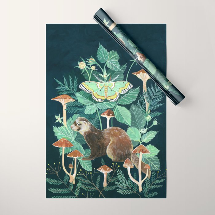 Ferret and Moth Wrapping Paper Gallery Image 1