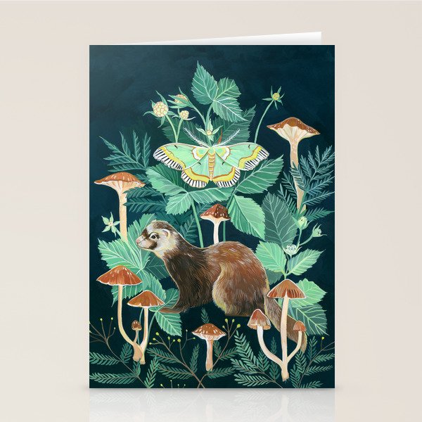 Ferret and Moth Stationery Card Gallery Image 1