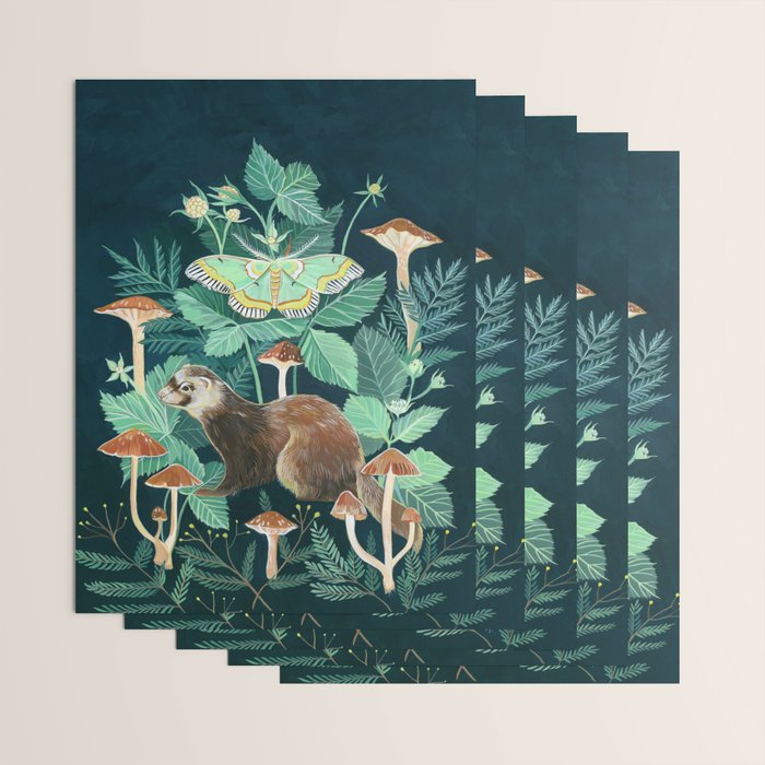 Ferret and Moth Wrapping Paper Gallery Image 3