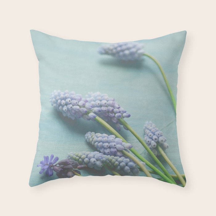Blue Flowers Throw Pillow Gallery Image 1