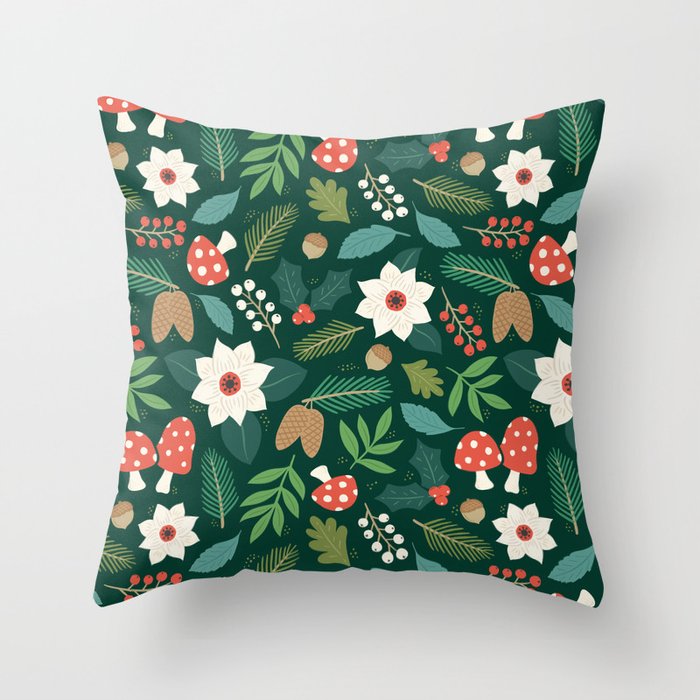 Woodland Holiday Botanicals Throw Pillow Gallery Image 6