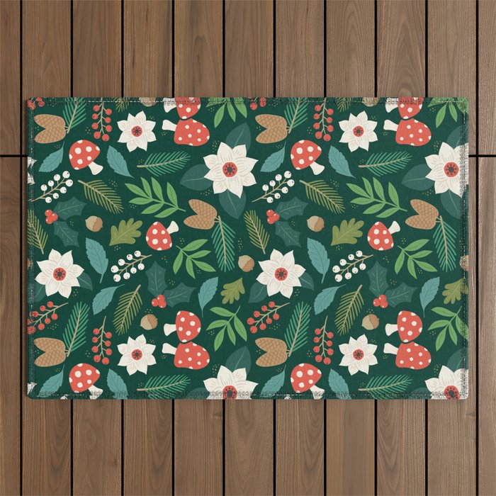 Woodland Holiday Botanicals Outdoor Rug Gallery Image 1