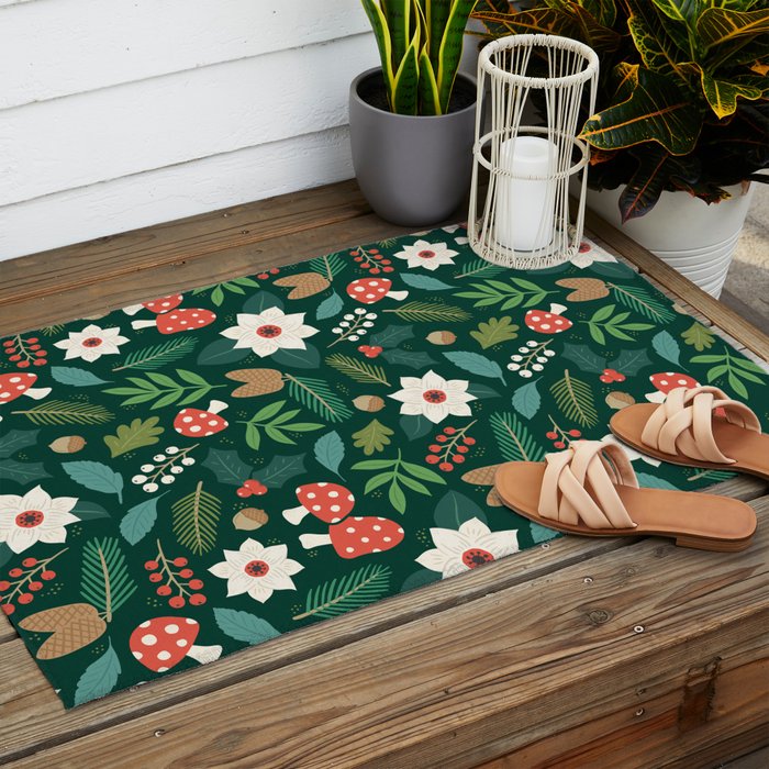 Woodland Holiday Botanicals Outdoor Rug Gallery Image 2