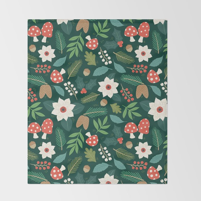 Woodland Holiday Botanicals Throw Blanket Gallery Image 2