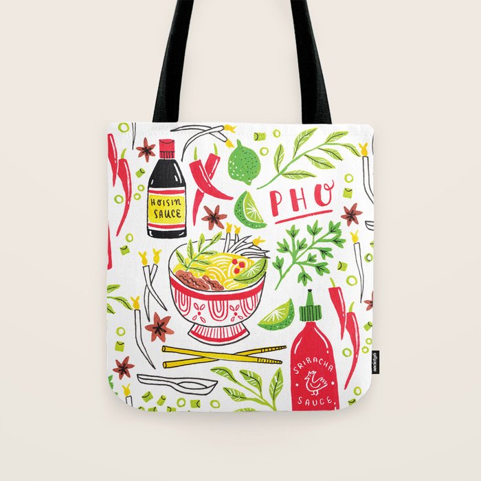 Vietnamese Pho Soup Sriracha Tote Bag Gallery Image 1
