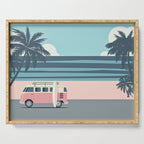 Surfer Graphic Beach Palm-Tree Camper-Van Art Serving Tray Gallery Image 1