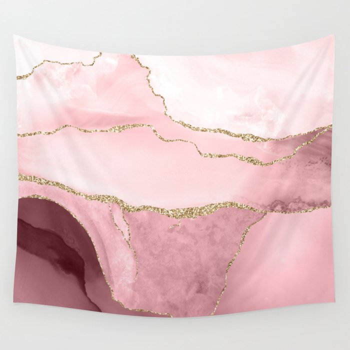 Blush Marble Art Landscape Wall Tapestry Gallery Image 4