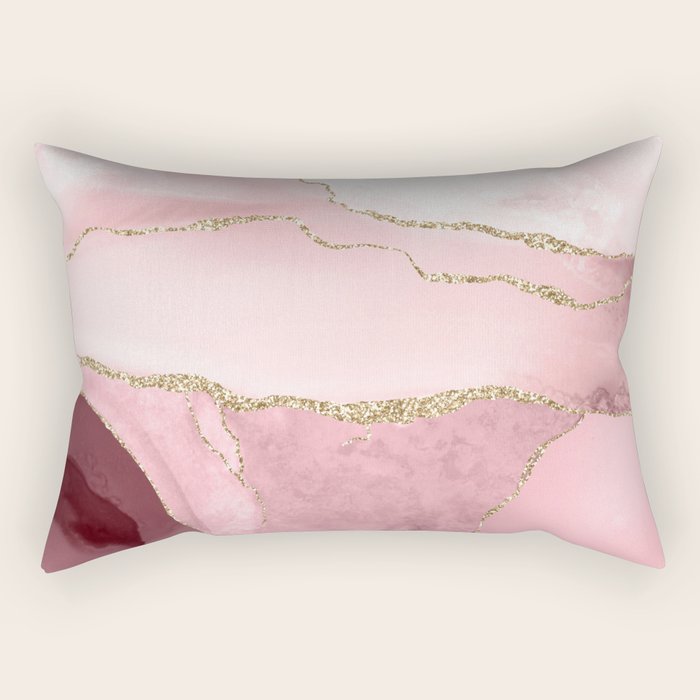 Blush Marble Art Landscape Rectangular Pillow Gallery Image 1