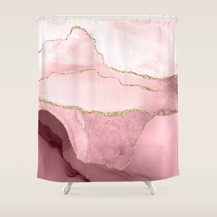 Blush Marble Art Landscape Shower Curtain Gallery Image 1