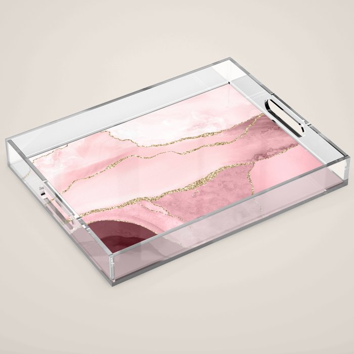 Blush Marble Art Landscape Acrylic Tray Gallery Image 1