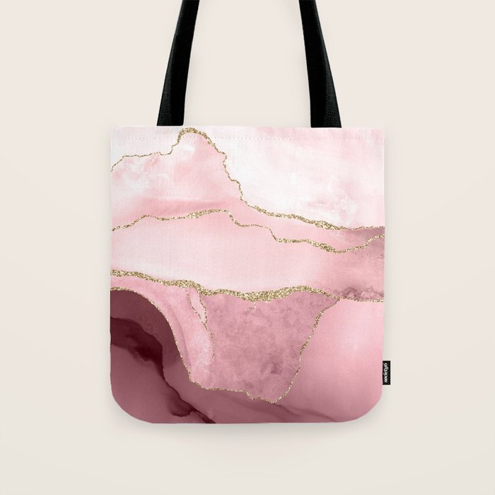 Blush Marble Art Landscape Tote Bag Gallery Image 1