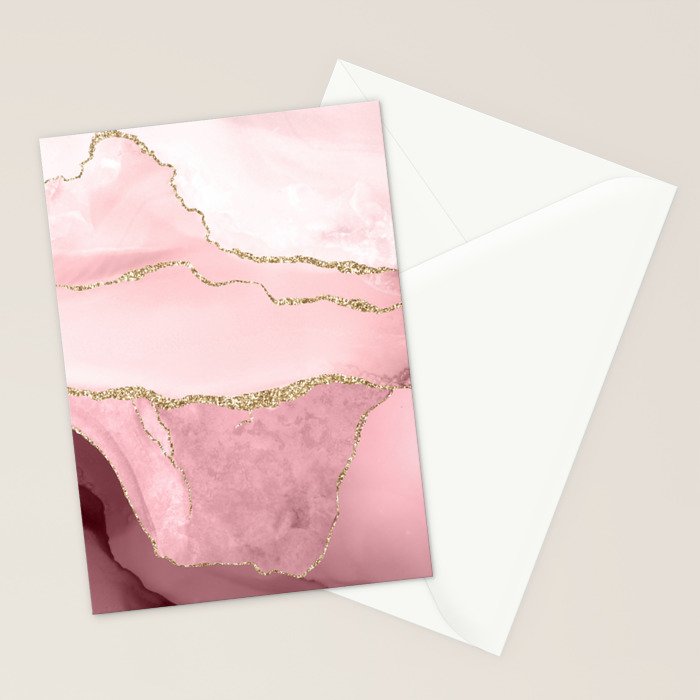 Blush Marble Art Landscape Stationery Card Gallery Image 2