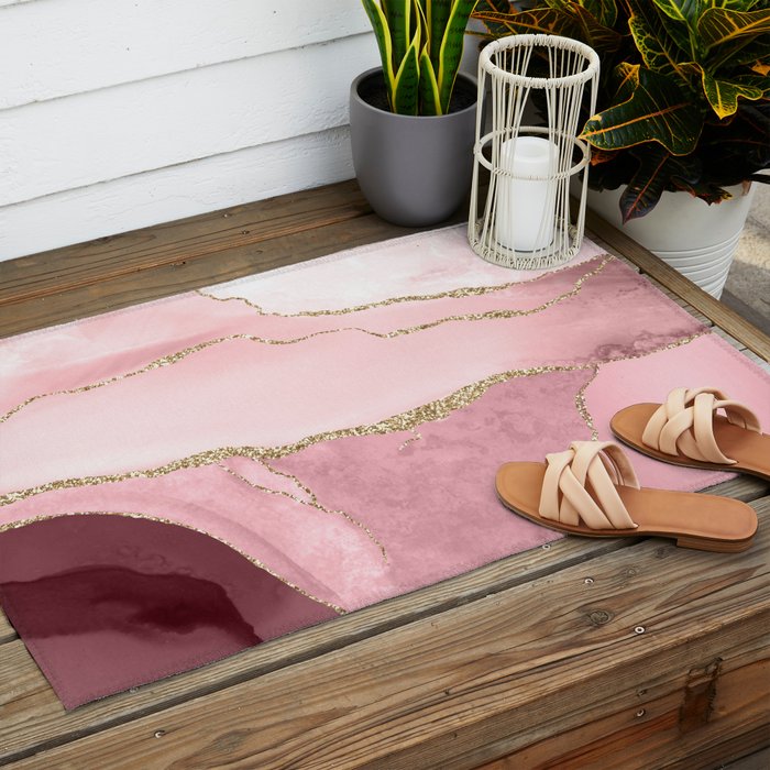 Blush Marble Art Landscape Outdoor Rug Gallery Image 2