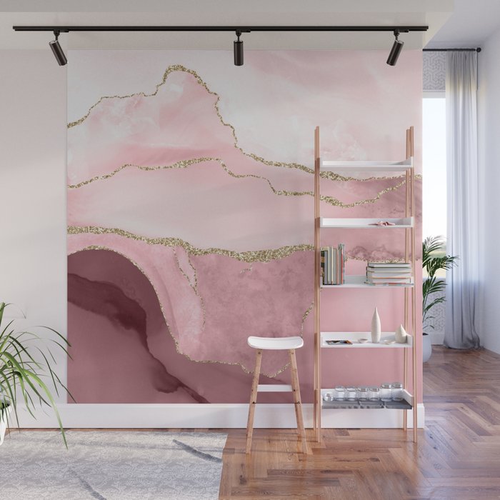 Blush Marble Art Landscape Wall Mural Gallery Image 1