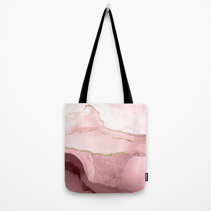 Blush Marble Art Landscape Tote Bag Gallery Image 2
