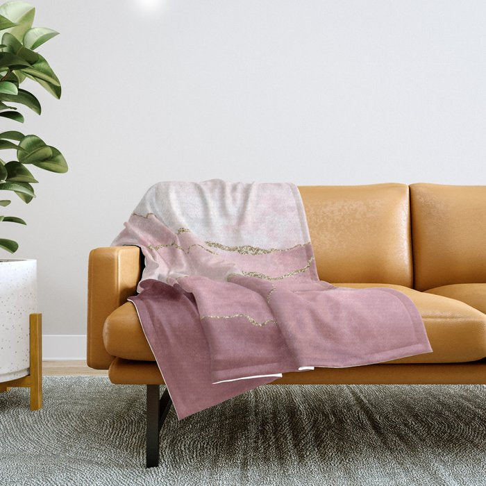 Blush Marble Art Landscape Throw Blanket Gallery Image 1