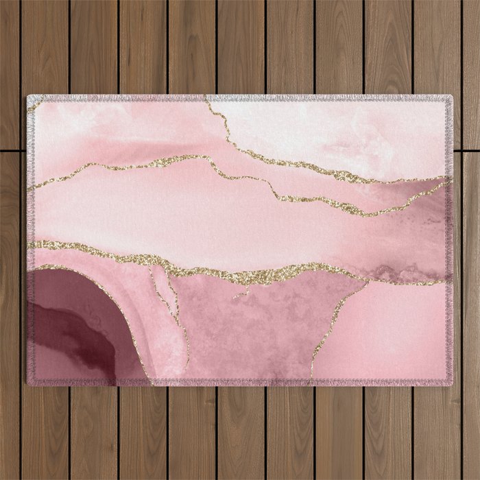 Blush Marble Art Landscape Outdoor Rug Gallery Image 1