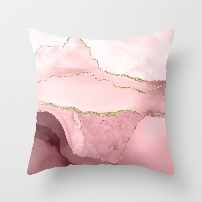 Blush Marble Art Landscape Throw Pillow Gallery Image 6