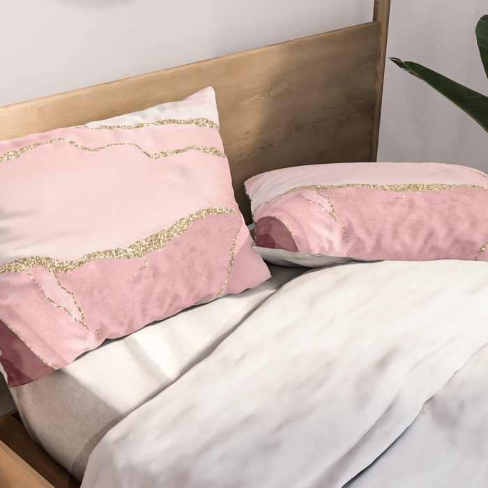 Blush Marble Art Landscape Pillow Sham Gallery Image 2