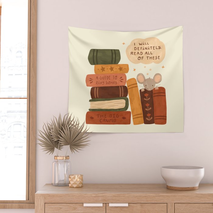 Mouse's Book Pile Wall Tapestry Gallery Image 2