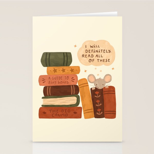 Mouse's Book Pile Stationery Card Gallery Image 1
