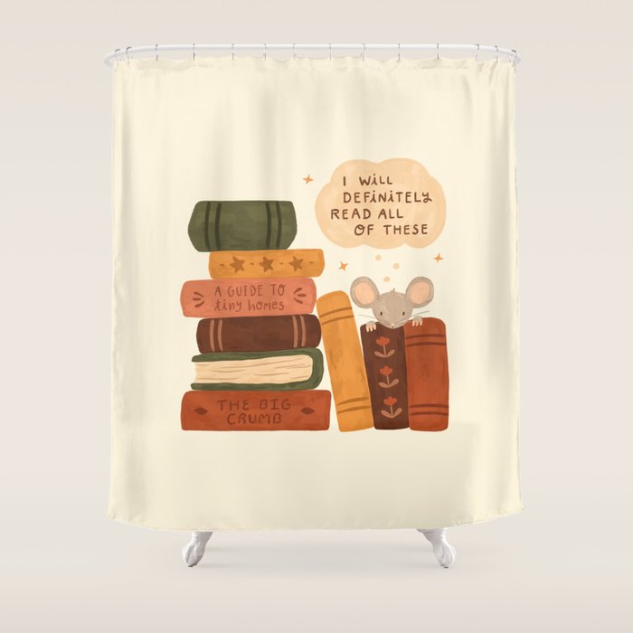 Mouse's Book Pile Shower Curtain Gallery Image 1