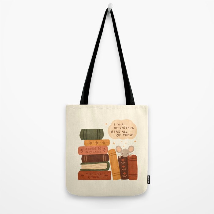 Mouse's Book Pile Tote Bag Gallery Image 2